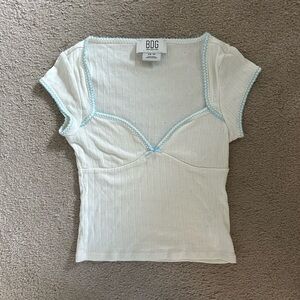 NWOT Urban Outfitters white top with blue stitching